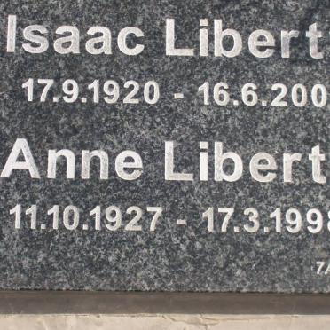 LIBERTY Isaac 1920-2005 &amp; Anne 1927-1998