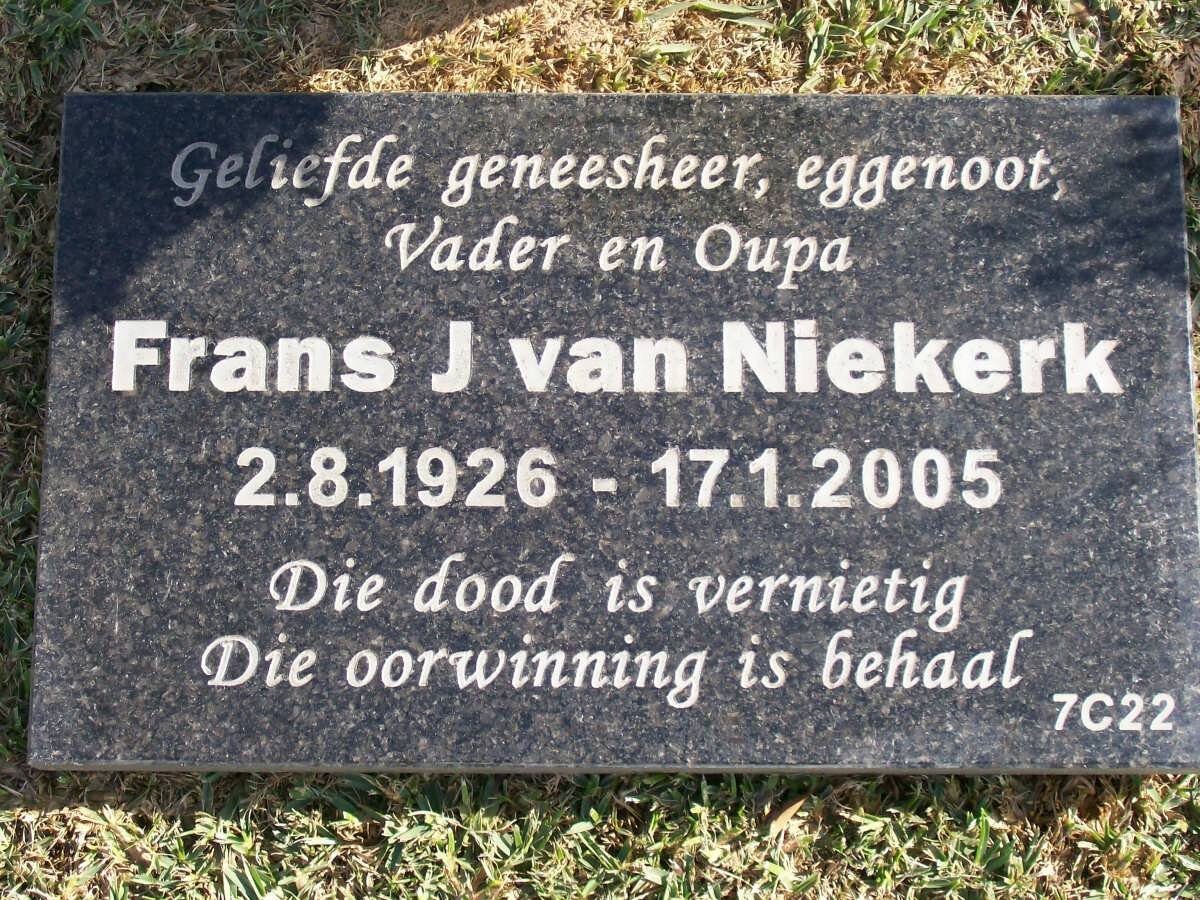 NIEKERK Frans J., van 1926-2005