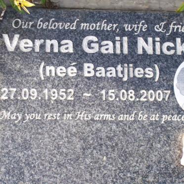 NICKEL Verna Gail nee BAATJIES 1952-2007