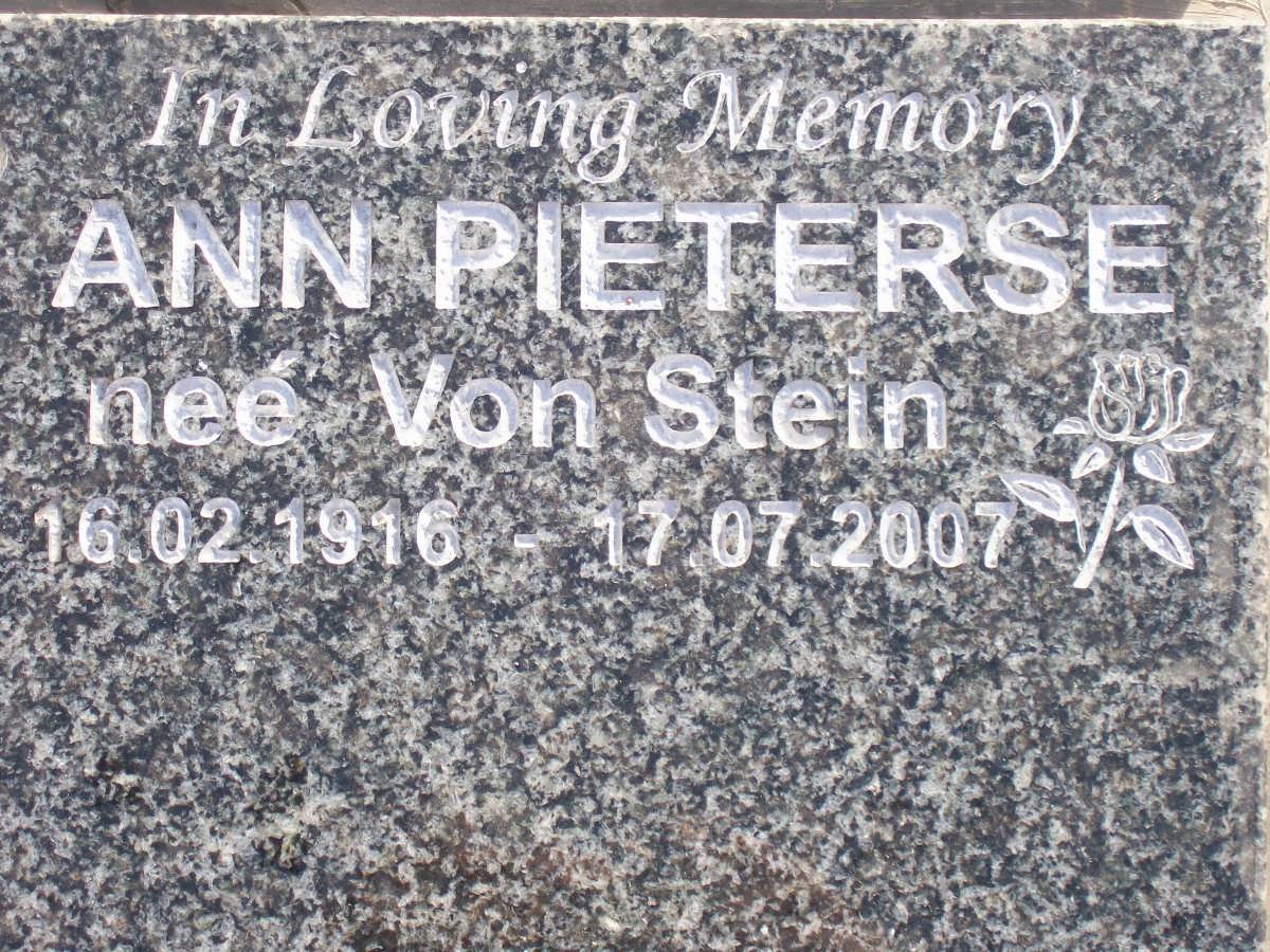 PIETERSE Ann nee VON STEIN 1916-2007
