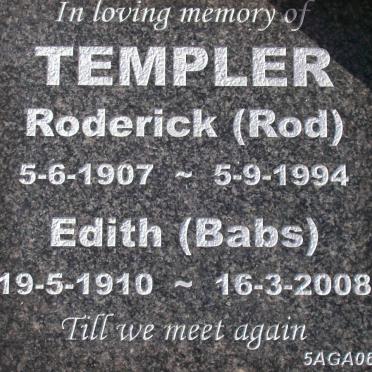 TEMPLER Roderick 1907-1994 &amp; Edith 1910-2008