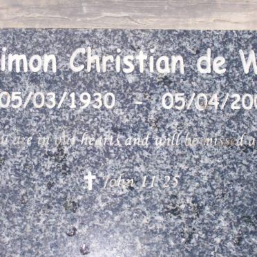 WET Simon Christian, de 1930-2006