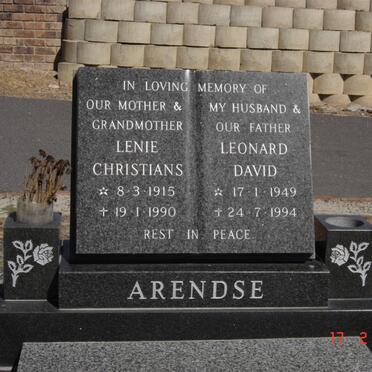 ARENDSE Leonard David 1949-1994 :: ARENDSE Lenie Christians 1915-1990