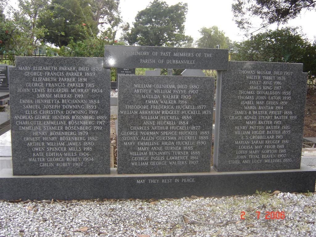 1.  Memorial to past members of Durbanville Parish