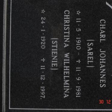 BURGER Charl Johannes 1910-1981 &amp; Christina Wilhelmina 1920-1997