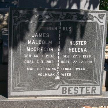BESTER James Malcolm McGregor 1932-1983 &amp; Hester Helena 1926-1981