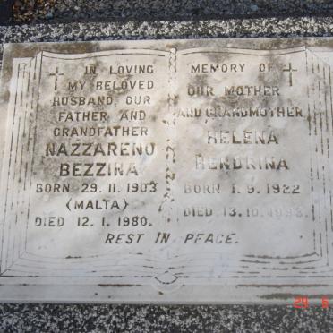 BEZZINNA Nazzareno 1903-1980 &amp; Helena Hendrina 1922-1993