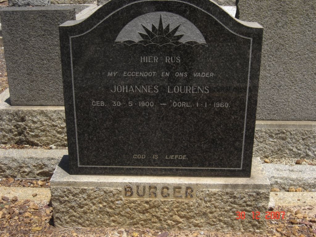 BURGER Johannes Lourens 1900-1960