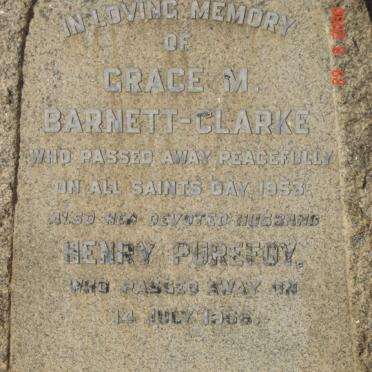 BARNETT-CLARKE Henry Purefoy -1956 &amp; Grace M. -1953