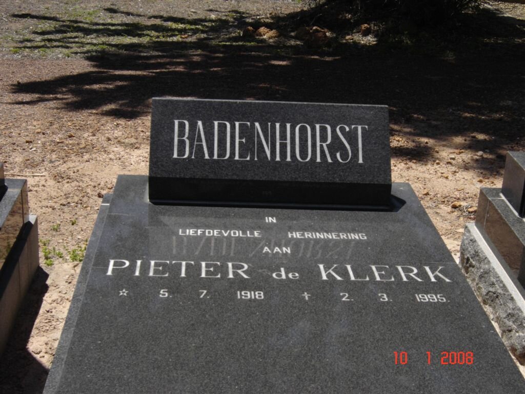 BADENHORST Pieter de Klerk 1918-1995