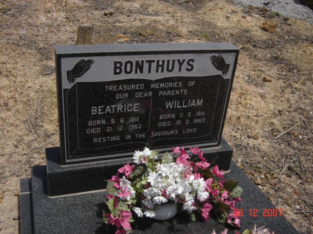 BONTHUYS William 1911-1983 &amp; Beatrice 1911-1982