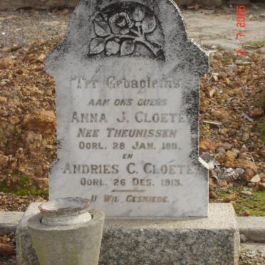 CLOETE Andries C. -1913 &amp; Anna J. THEUNISSEN -1911