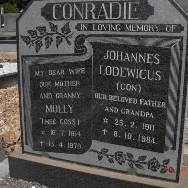 CONRADIE Johannes Lodewicus 1911-1984 &amp; Molly GOSS 1914-1979