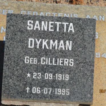 DYKMAN Sanetta nee CILLIERS 1919-1995