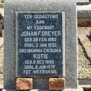DREYER Johan F. 1882-1932 &amp; Kotie 1895-1978
