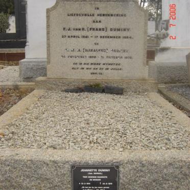 DUMINY F.J.v.H. 1881-1964 &amp; W.M.M. 1890-193?