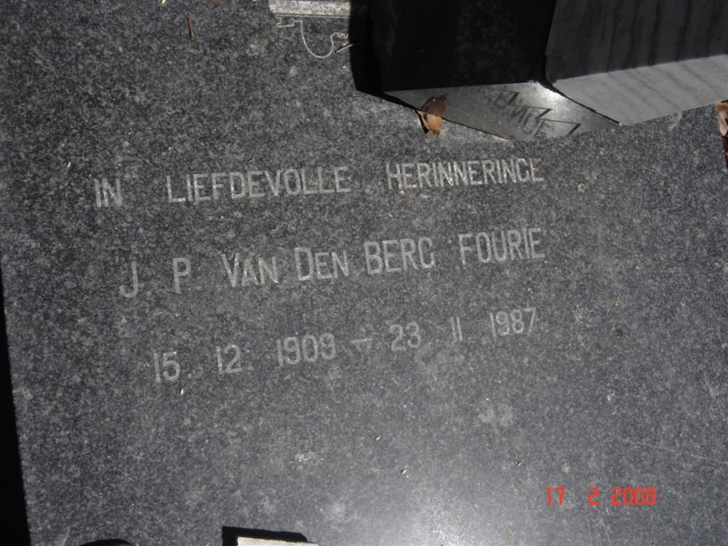 FOURIE J.P. van den Berg 1909-1987