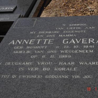 GAVERA Annette nee BOSHOFF 1941-1989