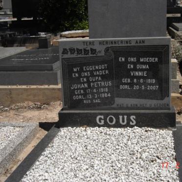 GOUS Johan Petrus 1918-1984 &amp; Vinnie 1919-2007
