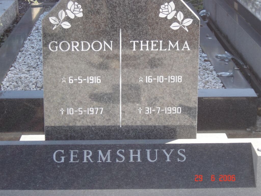GERMSHUYS Gordon 1916-1977 &amp; Thelma 1918-1990