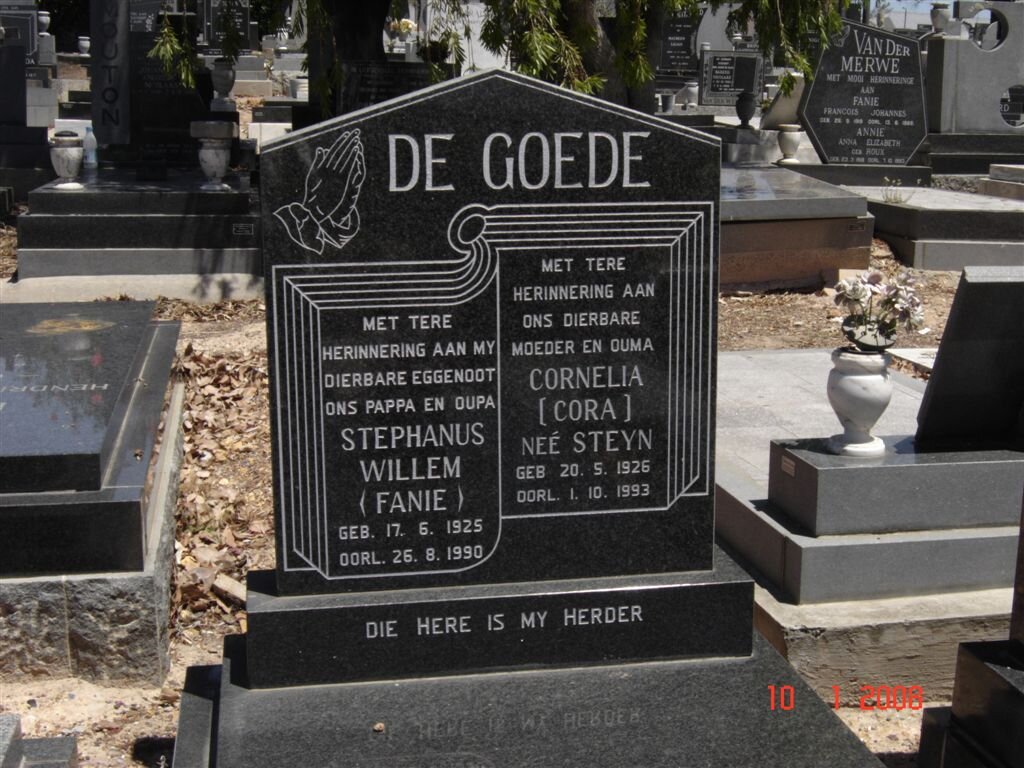 GOEDE Stephanus Willem, de 1925-1990 &amp; Cornelia STEYN 1926-1993