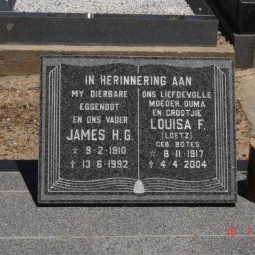 GELDENHUYS James H.G. 1910-1992 &amp; Louisa F. formerly LOETZ nee BOTES 1917-2004