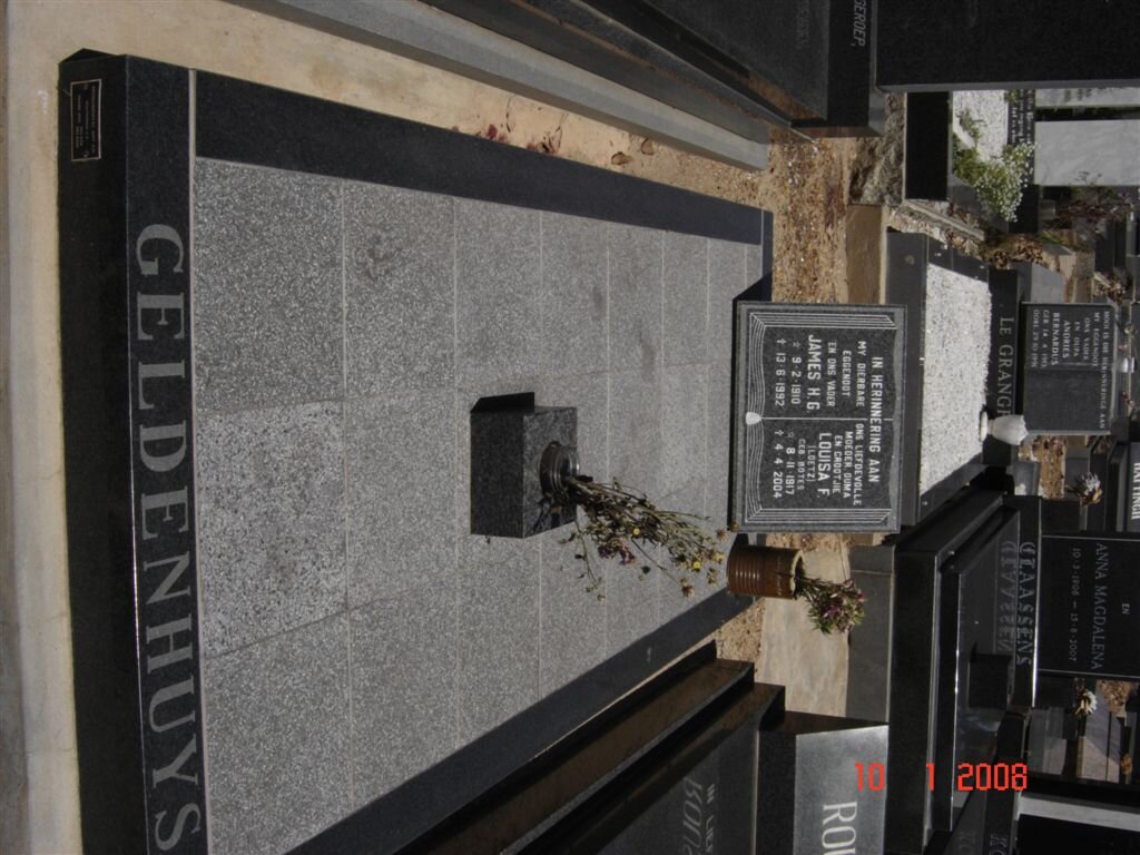 GELDENHUYS James H.G. 1910-1992 &amp; Louisa F. formerly LOETZ nee BOTES 1917-2004