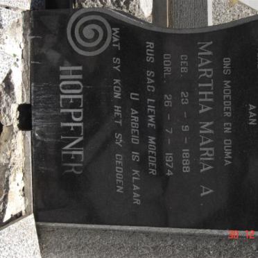 HOEPFNER Martha Maria A. 1888-1974