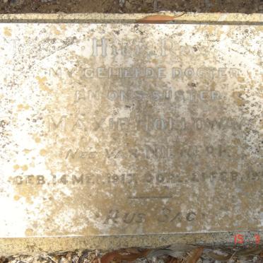 HOLLOWAY Maxie nee VAN NIEKERK 1917-1961