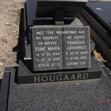 HOUGAARD Francois Johannes 1938-1992 &amp; Esme Maria 1944-1988