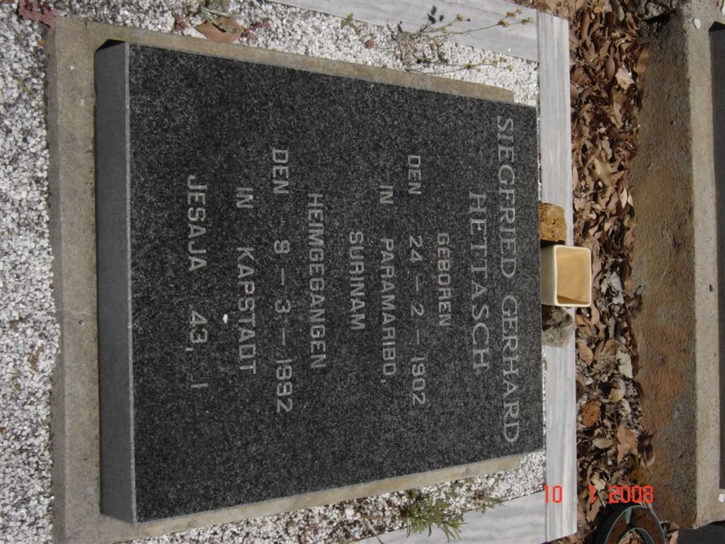 HETTASCH Siegfried Gerhard 1902-1992