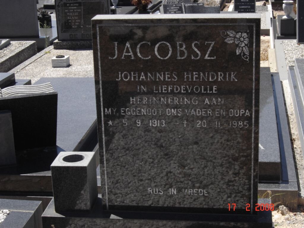 JACOBSZ Johannes Hendrik 1913-1985