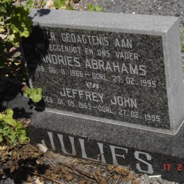 JULIES Andries Abrahams 1966-1995 &amp; Jeffrey John 1963-1995