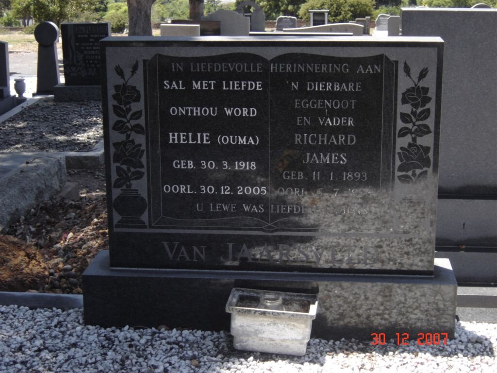 JAARSVELD Richard James, van 1893-19?? &amp; Helie 1918-2005