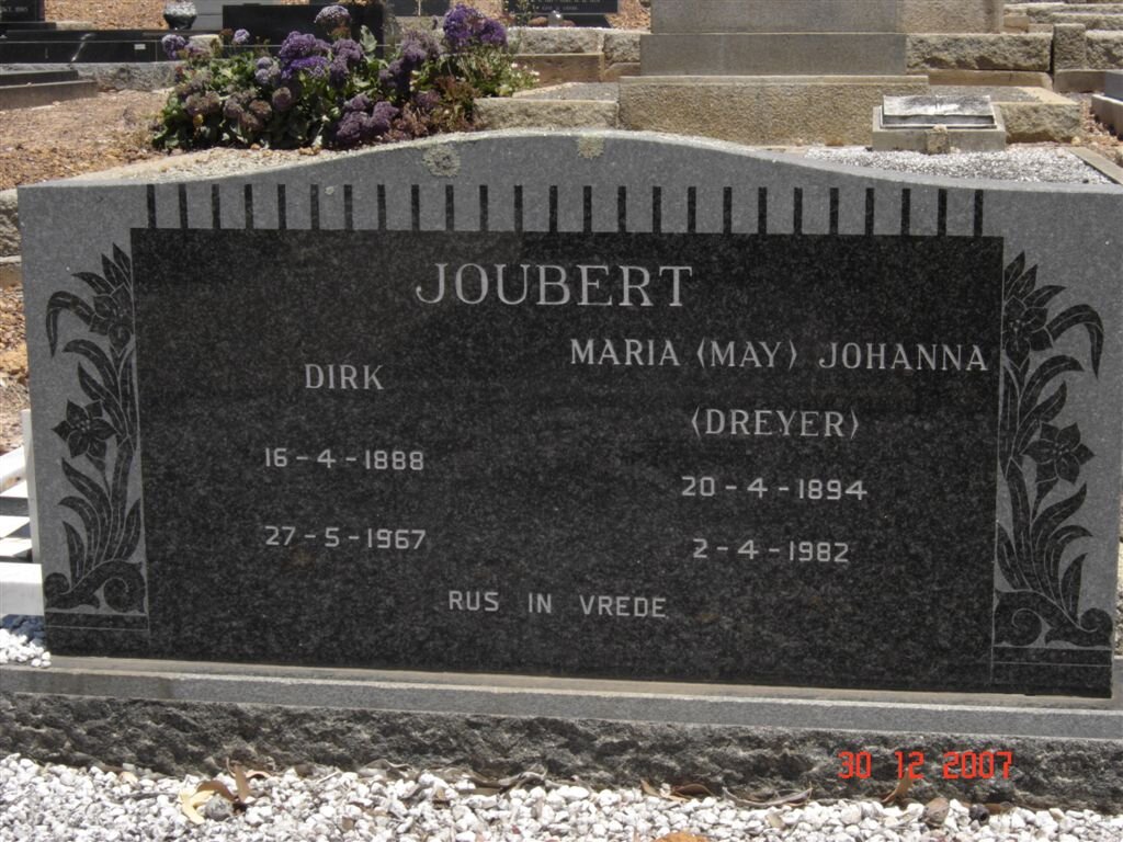 JOUBERT Dirk 1888-1967 &amp; Maria Johanna DREYER 1894-1982