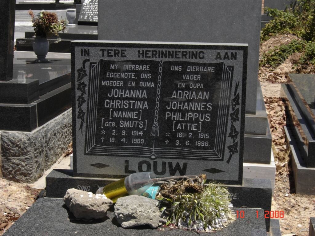 LOUW Adriaan Johannes Philippus 1915-1996 &amp; Johanna Christina SMUTS 1914-1989