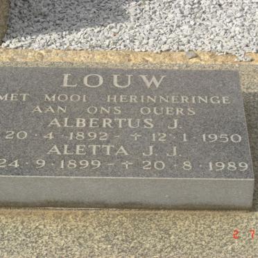 LOUW Albertus J. 1892-1950 &amp; Aletta J.J. 1899-1989