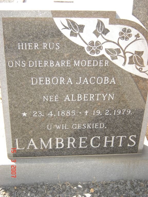 LAMBRECHTS Debora Jacoba nee ALBERTYN 1885-1979