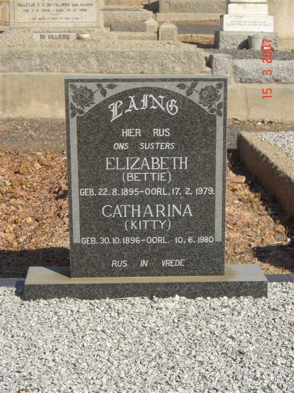 LAING Elizabeth 1895-1979, LAING Catharina 1896-1980