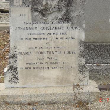 LOUW Johannes Guillaume –1912 &amp; Maria Constantia WAHL –18??