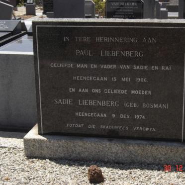 LIEBENBERG Paul -1966 &amp; Sadie BOSMAN -1974