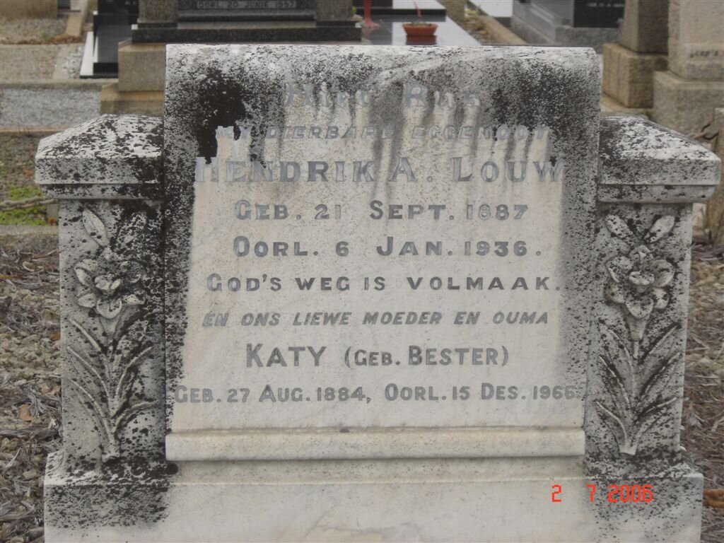 LOUW Hendrik A. 1887-1936 &amp; Katy BESTER 1884-1966