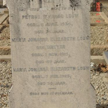 LOUW Petrus Wynand –1934 &amp; Maria Johanna Elizabeth DREYER -1913