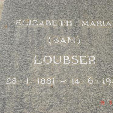 LOUBSER Elizabeth Maria nee BAM 1881-1958