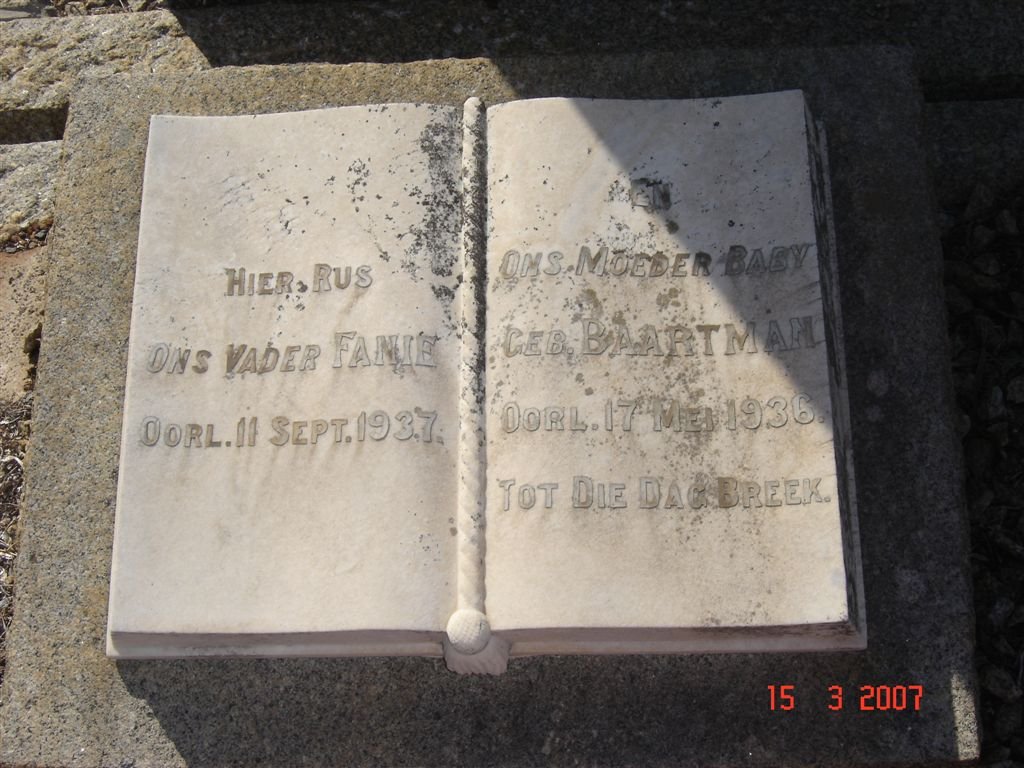 LOUBSER Fanie -1937 &amp; Baby BAARTMAN -1936