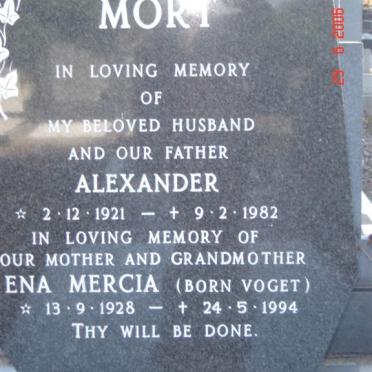 MORT Alexander 1921-1982 &amp; Ena Mercia VOGET 1928-1994