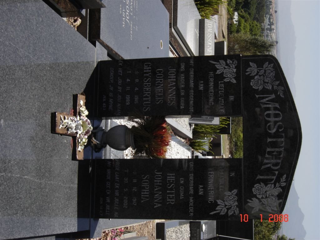 MOSTERT John Cornelis Ghysbertus 1915-1989 &amp; Hester Johanna Sophia 1917-2002