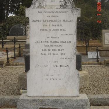 MALAN David Stephanus 1851-1927 &amp; Johanna Maria WETHMAR 1867-1950 :: MALAN Barend Wethmar ?-?