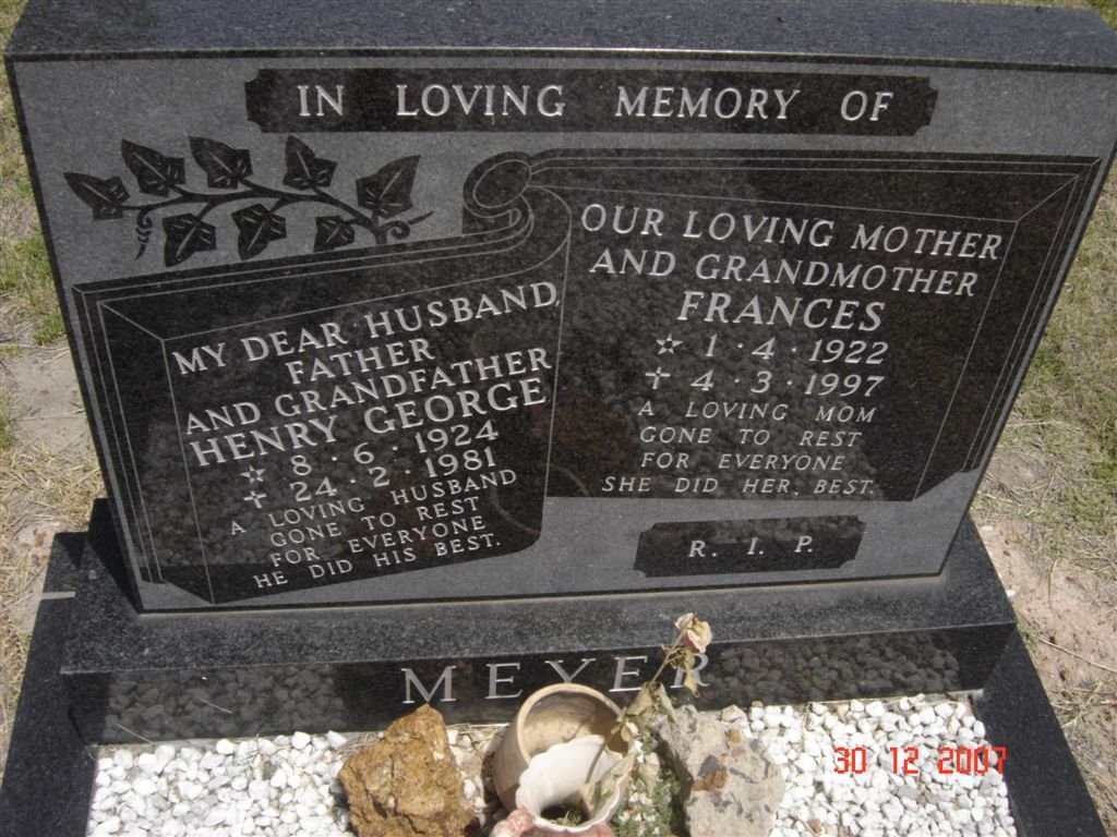 MEYER Henry George 1924-1981 &amp; Francis 1922-1997