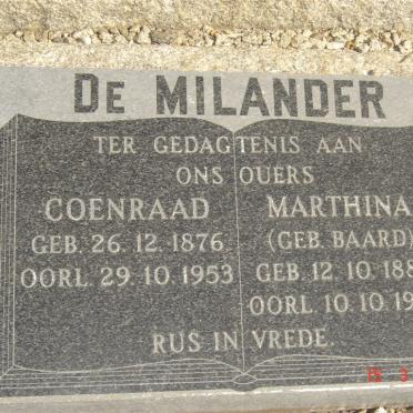 MILANDER Coenraad, de 1876-1953 &amp; Marthina BAARD 1880-1962